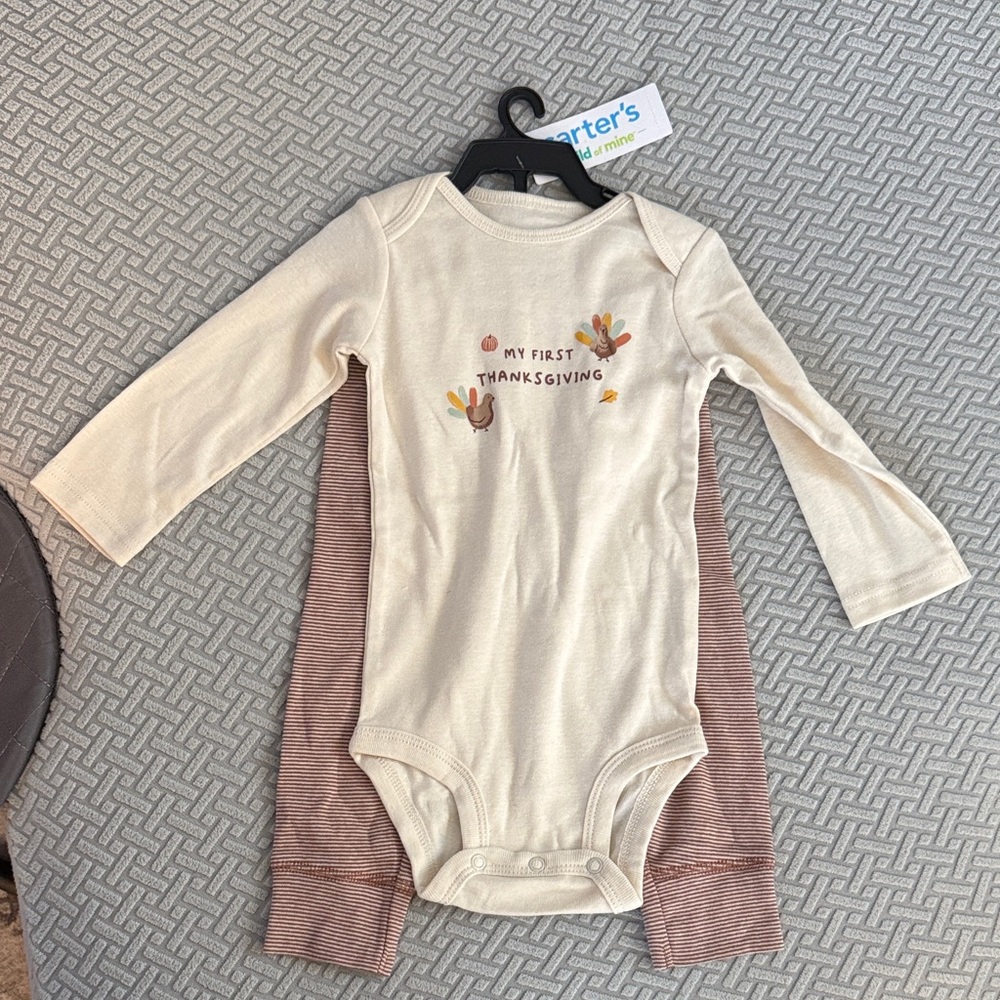Carter's Beige 'My First Thanksgiving' outfit